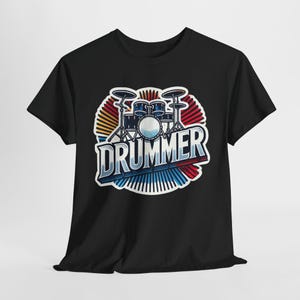 Drummer T-Shirt Vintage Drum Set Graphic Tee Musician Gift Percussionist Shirt, Band Drummer Apparel, Music Lover T-Shirt, Rock Drumming Tee
