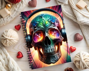 Psychedelic Skull Notebook: Colorful Gothic Art Journal for Music Lovers