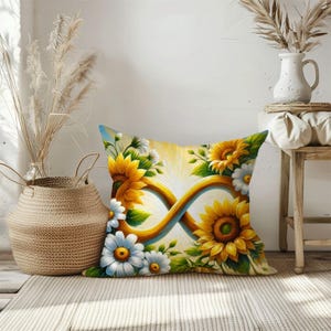 Sunflower Infinity Pillow Cover: Floral Daisy Throw Cushion