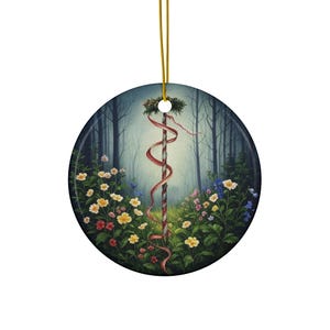 Maypole Ornament with Wildflowers | Beltane Pagan Spring Decor | Forest Floral Wiccan Sabbat Gift | Wheel of the Year Yule Ornament