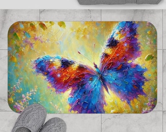 Badematte Schmetterling: Bunter Memory-Schaumstoff, rutschfest
