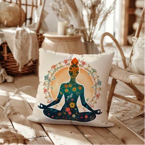 Floral Meditation Pillow Cover: Yoga Zen Decor