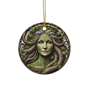 Ornamento della Madre Foresta Verde / Decorazione pagana della Dea della Terra / Regalo del Druido del Solstizio di Yule / Ornamento dello Spirito della Natura Celtico / Regalo Stregonesco