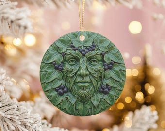 Décoration de Noël homme vert baies de houx Esprit de la forêt celtique Décoration païenne du solstice d'hiver