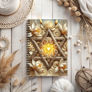 Star of David Floral Notebook: Elegant Judaica Journal, Jewish Gift