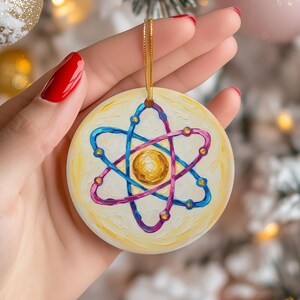 Wissenschaft Atom Ornament | Impasto Stil, Geschenk für Physiklehrer Bild 3