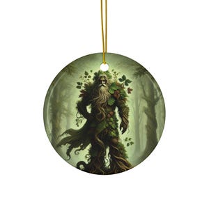 Green Man Ornament Celtic Forest Spirit Decor Pagan Yule Tree Ornament, Woodland Green God, Beltane Nature Guardian Decoration