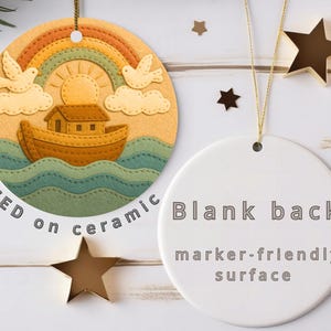 Noah's Ark Ornament, Rainbow Bible Story, Christian Keepsake image 3