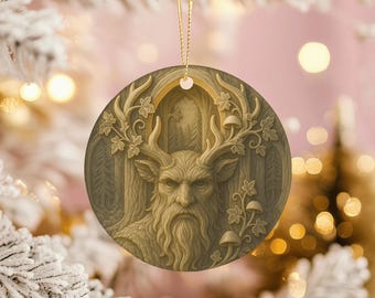 Ornement en céramique Homme vert, esprit de la forêt, décoration païenne, cadeau de Noël des bois