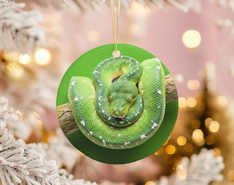 Green Tree Python Ornament Reptile Lover Decor Exotic Snake Art Gift