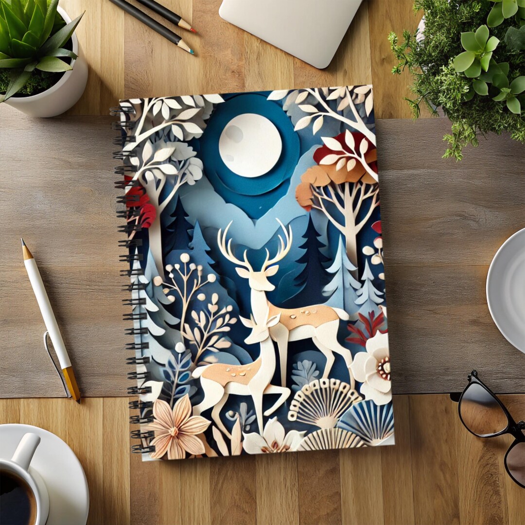 Deer Forest Spiral Notebook: Moonlight Woodland Journal - Etsy
