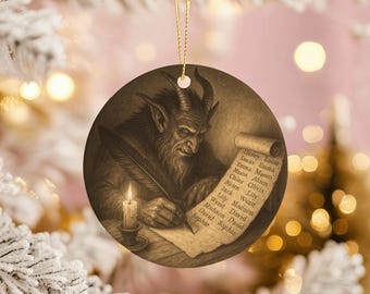 Krampus Ornament Ceramic Gothic Holiday Decor Vintage Naughty List Mythic Christmas Gift