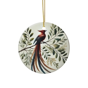Phoenix Bird Ceramic Ornament: Mythical Firebird Decor