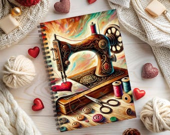 Vintage Sewing Machine Notebook: Quilters, Crafters Spiral Journal