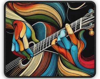 Colorful Guitar Mouse Pad Music Lover Mousepad Artistic Musician Gift Vibrant Abstract Desk Mat for Him or Her Boho Music Decor