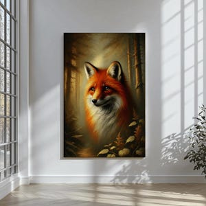 Red Fox Art Print: Mystical Woodland Animal Illustration