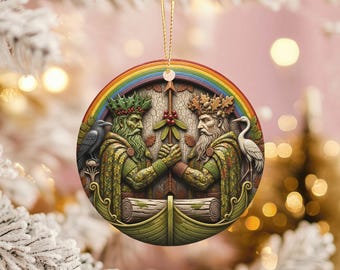 Ornement en céramique du Roi Chêne Vert, décoration celtique de Noël et d'hiver