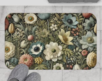Vintage Blumen Badematte: Botanischer Garten Memory Foam Teppich