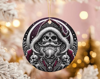 Gothic Skull Santa Ornament: Dark Christmas Tree Decoration