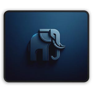 Geometric Elephant Mouse Pad: Modern Blue Desk Decor