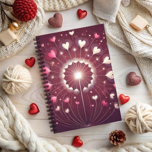 Heart Dandelion Spiral Notebook: Romantic Purple Journal