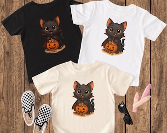 Vampire Cat Kids T-Shirt, Halloween Toddler Tee