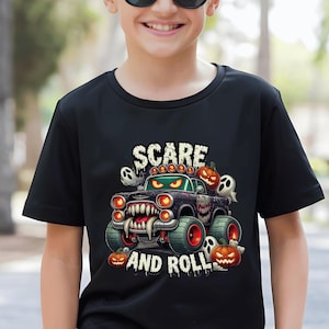 Kids Halloween Monster Truck T-Shirt: Spooky Ghost Ride Tee
