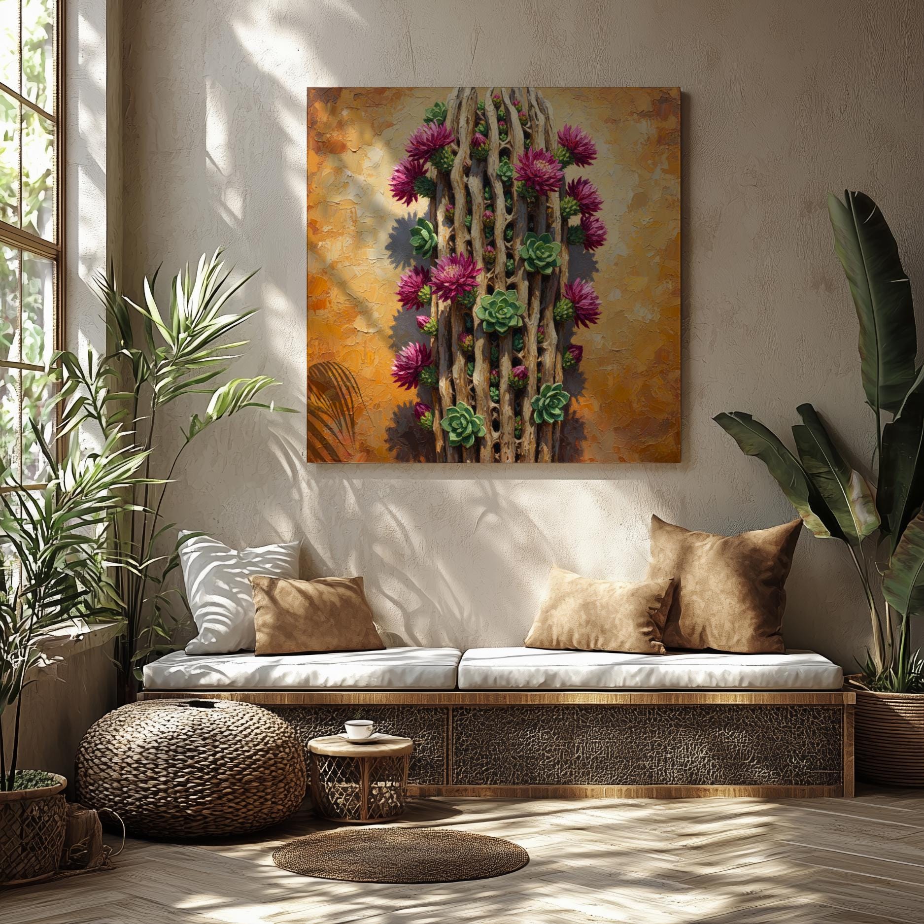 Saguaro Cactus Skeleton Canvas Print | Desert Floral Wall Art - Etsy