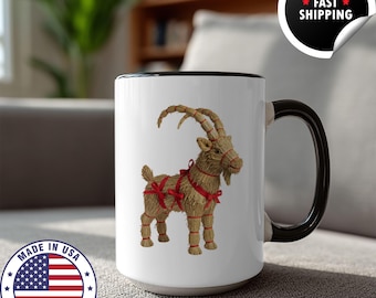 Straw Yule Goat Mug, Scandinavian Julbock, Norse Pagan Winter Solstice Gift