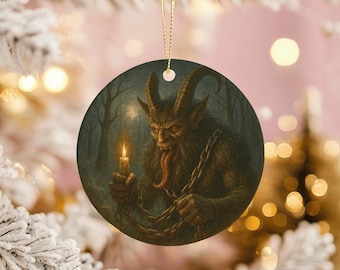 Krampus Ornament Ceramic Gothic Christmas Decor Dark Folklore Art Pagan Yule Gift