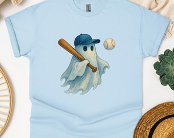 Funny Baseball Ghost Halloween Shirt: Spooky Sports Tee for Kids
