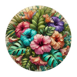 Flowerful Mouse Pad Colorful Boho Desk Mat, Floral Gift for Her, Cute Botanical Office Decor, Mother&#39;s Day Gift, Plant Mom Pad