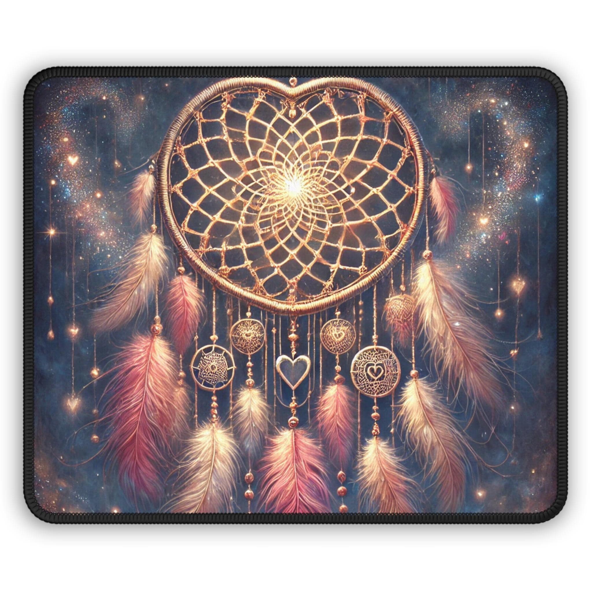 ボヘミアンドリームキャッチャーマウスパッド：ハートのウェブ、天空の