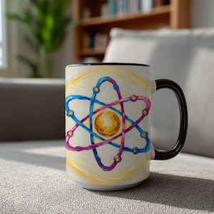 Atom Science Mug – Physics Chemistry Art Print, STEM Gift image 1