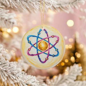 Wissenschaft Atom Ornament | Impasto Stil, Geschenk für Physiklehrer Bild 1