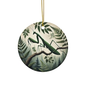 Praying Mantis Ornament Green Insect Bug Ceramic Christmas Tree Decoration Forest Nature Lover Gift Botanical Wildlife Entomology Decor