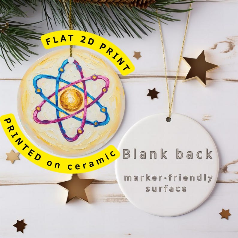 Wissenschaft Atom Ornament | Impasto Stil, Geschenk für Physiklehrer Bild 4