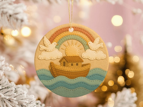 Noah's Ark Ornament, Rainbow Bible Story, Christian Keepsake