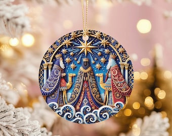 Three Kings Christmas Ornament, Nativity Wise Men, Royal Star Decor