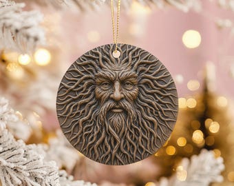 Décoration de Noël pour homme vert, décoration d'esprit de forêt celtique, cadeau de style païen en bois
