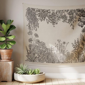 Wildflowers tapestry Herbs Plant Wild Flowers Tapestry leaf tapestry Nature Scenery Tapestry Wall Hanging for Living Room Bedroom home dorm