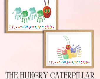 The Very Hungry Caterpillar / Handprint Footprint Art Craft / Kids Toddler Baby / Keepsake Gift Birthday Party / School Activity / Card DIY
