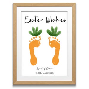 Deseos de Pascua: Zanahorias, Arte con Huellas, Manualidad, Imprimible, Felices Pascuas, Niños, Bebés, Niños en Edad Preescolar, Tarjeta de Recuerdo, Actividad, Regalo, Manualidades