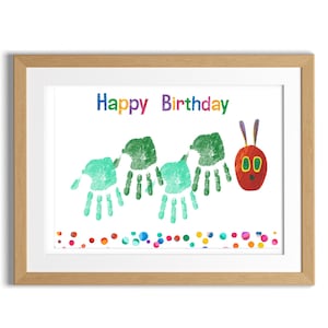 The Very Hungry Caterpillar / Hand/Footprint Art Craft / Kids Toddler Baby / Happy Birthday, Party / School Activity / Card DIY