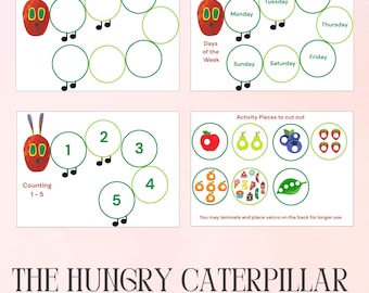 The Very Hungry Caterpillar Activity Sheets / Days of the Week / Educational School Learning Worksheet / Toddler Lesson plans / Kids Bingo