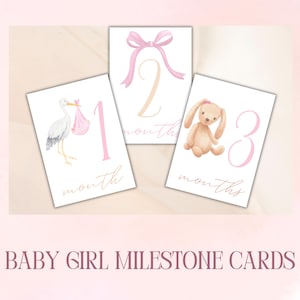 Cartes anniversaire bébé fille / Accessoires photo mensuels / Cadeau baby shower / Cartes bébé imprimables / Souvenirs, accessoires photo pour enfants