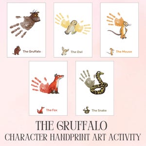 The Gruffalo Characters Handprint Activity / Printable Fun Art Craft / Kids Toddler / Keepsake, Gift, Birthday, Party / School Sheet DIY