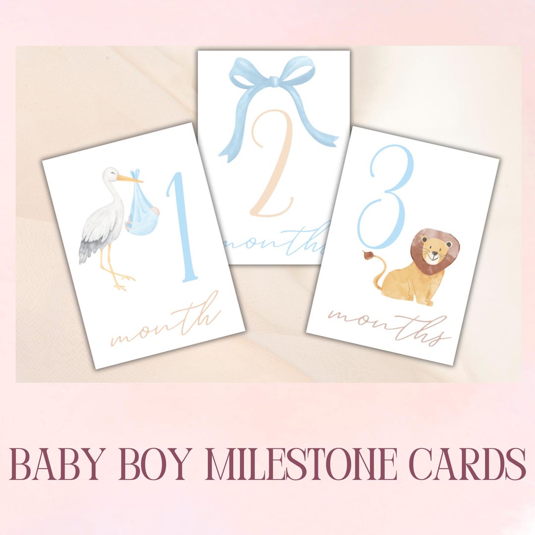 Baby Boy Milestone Cards / Monthly Photo Props / Baby Shower Gift ...