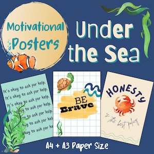 Classroom Motivational Growth Mindset Posters - Under the Sea - Ocean - Printable - Classroom Display - Digital Download