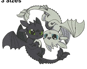 Dragon Embroidery Design, Yin Yang Dragon Embroidery, Toothless Embroidery, Chinese dragon Embroidery, Machine Embroidery Design
